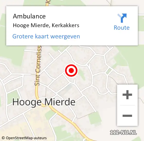 Locatie op kaart van de 112 melding: Ambulance Hooge Mierde, Kerkakkers op 11 februari 2015 13:31