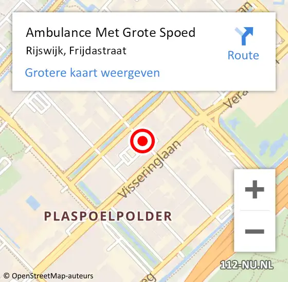 Locatie op kaart van de 112 melding: Ambulance Met Grote Spoed Naar Rijswijk, Frijdastraat op 11 februari 2015 14:23