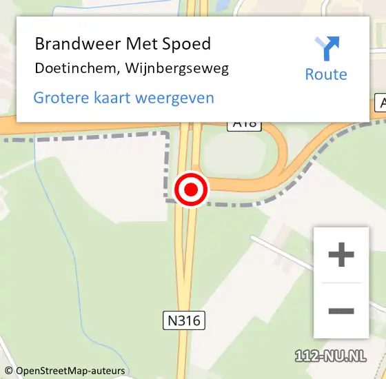 Locatie op kaart van de 112 melding: Brandweer Met Spoed Naar Doetinchem, Wijnbergseweg op 12 februari 2015 20:41