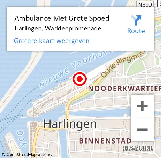 Locatie op kaart van de 112 melding: Ambulance Met Grote Spoed Naar Harlingen, Waddenpromenade op 13 februari 2015 14:58