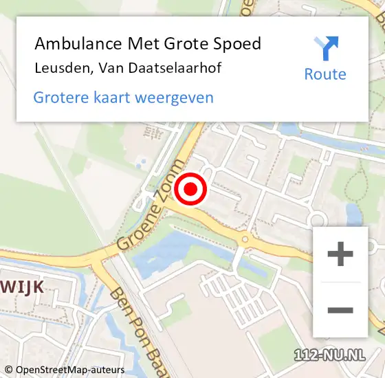 Locatie op kaart van de 112 melding: Ambulance Met Grote Spoed Naar Leusden, Van Daatselaarhof op 13 februari 2015 17:03