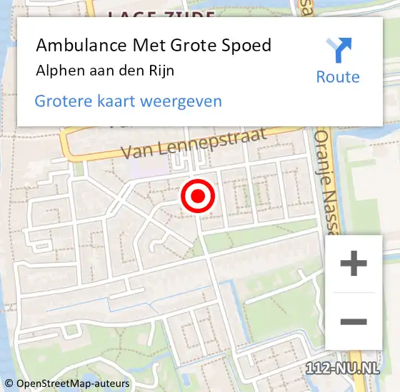 Locatie op kaart van de 112 melding: Ambulance Met Grote Spoed Naar Alphen aan den Rijn, Inzet op 13 februari 2015 19:55