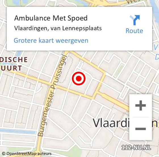 Locatie op kaart van de 112 melding: Ambulance Met Spoed Naar Vlaardingen, van Lennepsplaats op 13 februari 2015 23:16