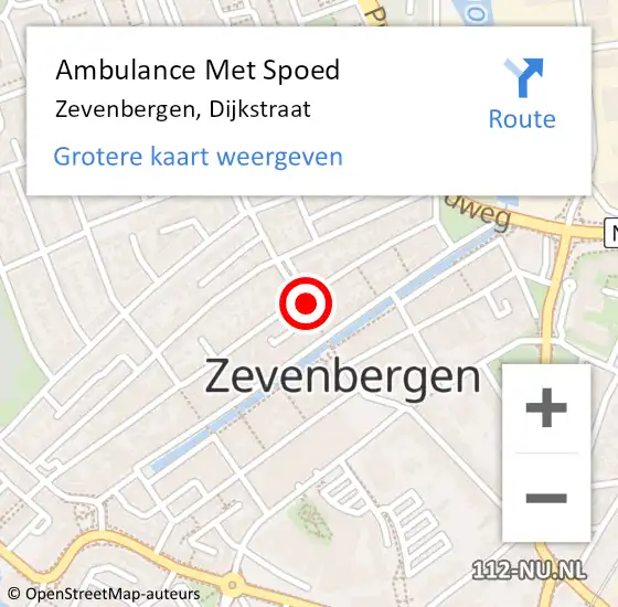 Locatie op kaart van de 112 melding: Ambulance Met Spoed Naar Zevenbergen, Dijkstraat op 14 februari 2015 01:56