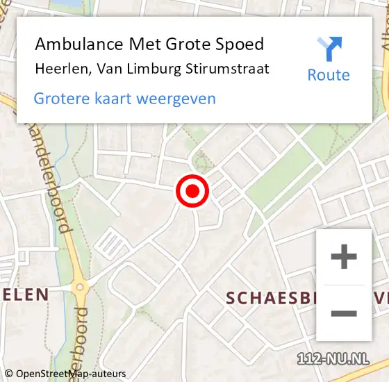 Locatie op kaart van de 112 melding: Ambulance Met Grote Spoed Naar Heerlen, Van Limburg Stirumstraat op 14 februari 2015 09:40