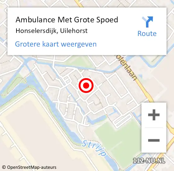 Locatie op kaart van de 112 melding: Ambulance Met Grote Spoed Naar Honselersdijk, Uilehorst op 14 februari 2015 12:33