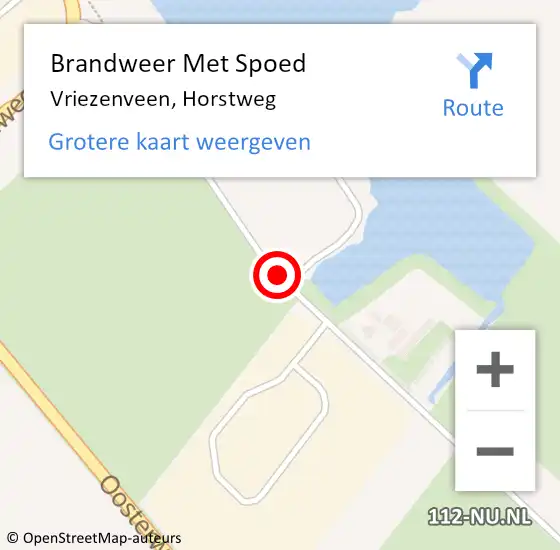 Locatie op kaart van de 112 melding: Brandweer Met Spoed Naar Vriezenveen, Horstweg op 14 februari 2015 13:17