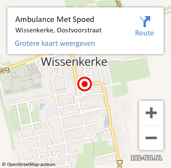 Locatie op kaart van de 112 melding: Ambulance Met Spoed Naar Wissenkerke, Oostvoorstraat op 14 februari 2015 22:27