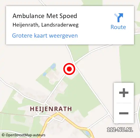 Locatie op kaart van de 112 melding: Ambulance Met Spoed Naar Heijenrath, Landsraderweg op 14 februari 2015 22:36