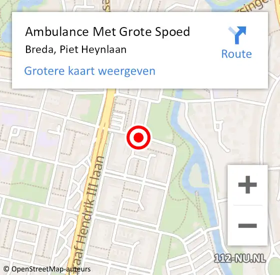 Locatie op kaart van de 112 melding: Ambulance Met Grote Spoed Naar Breda, Piet Heynlaan op 29 oktober 2013 20:06