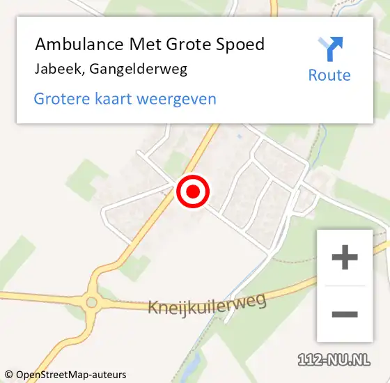 Locatie op kaart van de 112 melding: Ambulance Met Grote Spoed Naar Jabeek, Gangelderweg op 15 februari 2015 00:12