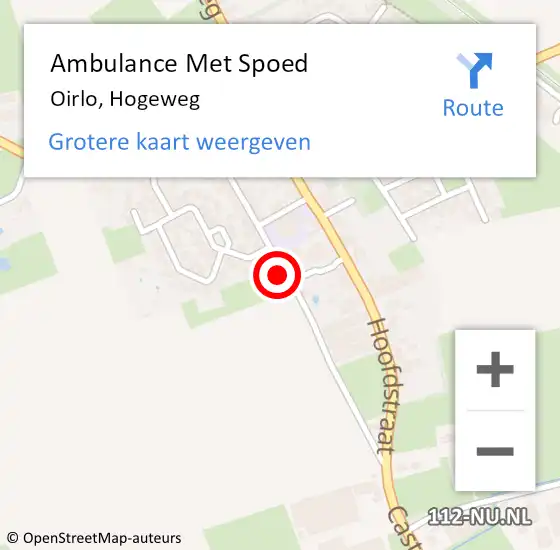 Locatie op kaart van de 112 melding: Ambulance Met Spoed Naar Oirlo, Hogeweg op 15 februari 2015 15:52