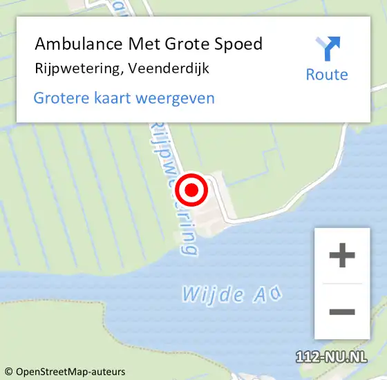 Locatie op kaart van de 112 melding: Ambulance Met Grote Spoed Naar Rijpwetering, Veenderdijk op 15 februari 2015 17:55