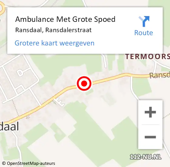 Locatie op kaart van de 112 melding: Ambulance Met Grote Spoed Naar Ransdaal, Ransdalerstraat op 15 februari 2015 18:37