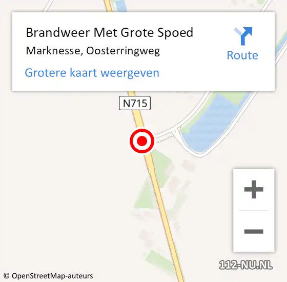 Locatie op kaart van de 112 melding: Brandweer Met Grote Spoed Naar Marknesse, Oosterringweg op 16 februari 2015 15:09