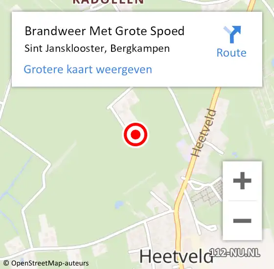 Locatie op kaart van de 112 melding: Brandweer Met Grote Spoed Naar Sint Jansklooster, Bergkampen op 16 februari 2015 19:34
