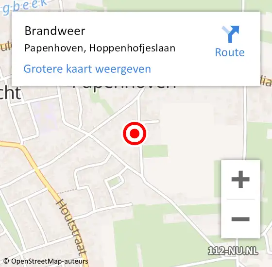 Locatie op kaart van de 112 melding: Brandweer Papenhoven, Hoppenhofjeslaan op 17 februari 2015 01:17