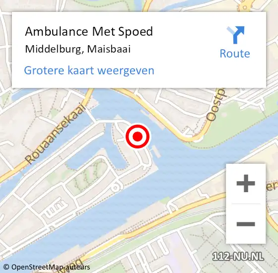 Locatie op kaart van de 112 melding: Ambulance Met Spoed Naar Middelburg, Maisbaai op 17 februari 2015 12:35