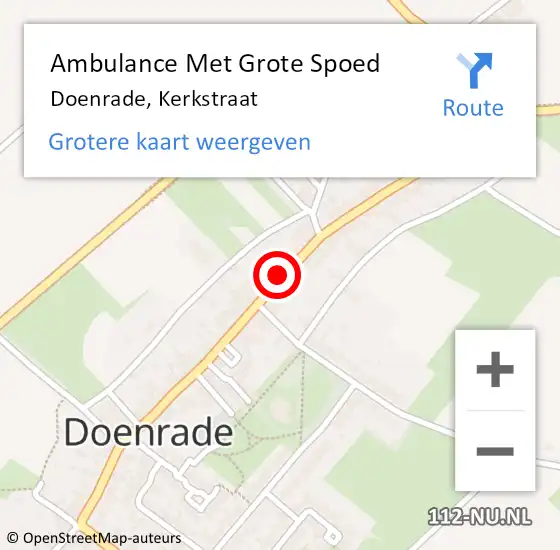 Locatie op kaart van de 112 melding: Ambulance Met Grote Spoed Naar Doenrade, Kerkstraat op 18 februari 2015 11:46