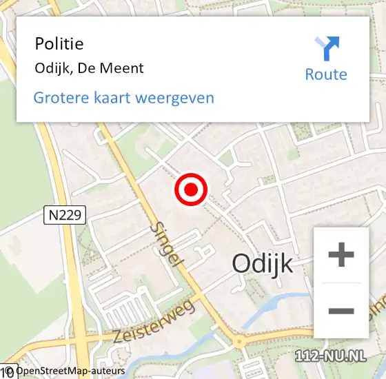 Locatie op kaart van de 112 melding: Politie Odijk, De Meent op 18 februari 2015 12:08