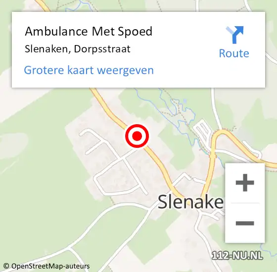 Locatie op kaart van de 112 melding: Ambulance Met Spoed Naar Slenaken, Dorpsstraat op 18 februari 2015 13:53