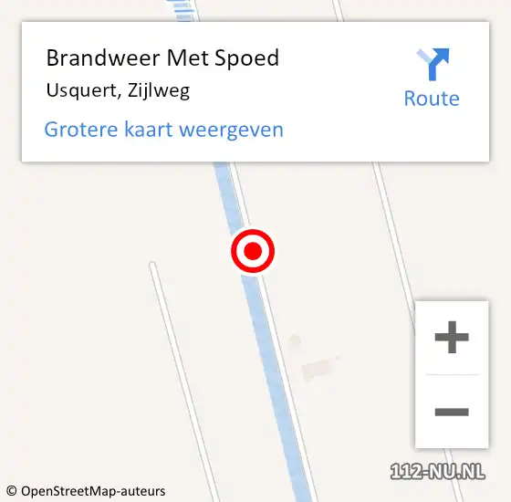 Locatie op kaart van de 112 melding: Brandweer Met Spoed Naar Usquert, Zijlweg op 19 februari 2015 08:59