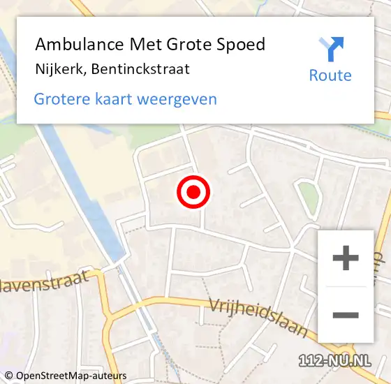 Locatie op kaart van de 112 melding: Ambulance Met Grote Spoed Naar Nijkerk, Bentinckstraat op 19 februari 2015 16:07