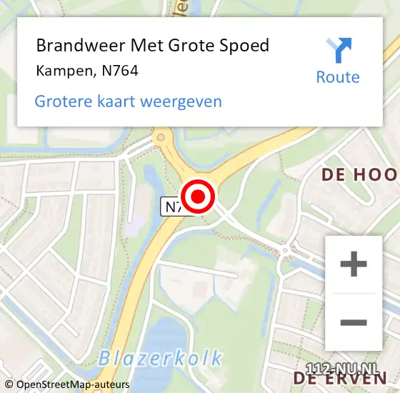 Locatie op kaart van de 112 melding: Brandweer Met Grote Spoed Naar Kampen, N764 op 19 februari 2015 20:03