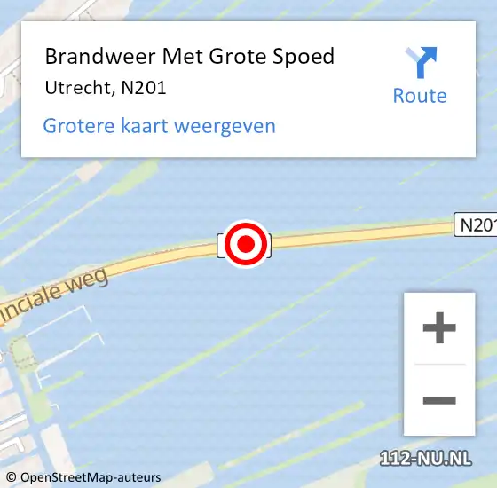 Locatie op kaart van de 112 melding: Brandweer Met Grote Spoed Naar Utrecht, N201 op 19 februari 2015 23:46
