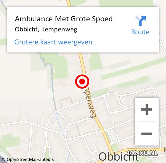 Locatie op kaart van de 112 melding: Ambulance Met Grote Spoed Naar Obbicht, Kempenweg op 20 februari 2015 13:55