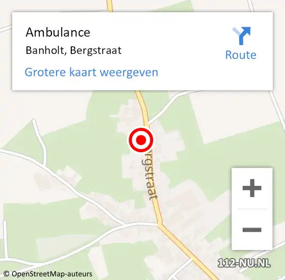 Locatie op kaart van de 112 melding: Ambulance Banholt, Bergstraat op 20 februari 2015 15:38
