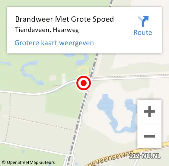 Locatie op kaart van de 112 melding: Brandweer Met Grote Spoed Naar Tiendeveen, Haarweg op 21 februari 2015 06:56
