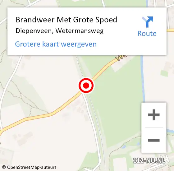 Locatie op kaart van de 112 melding: Brandweer Met Grote Spoed Naar Diepenveen, Wetermansweg op 21 februari 2015 08:02