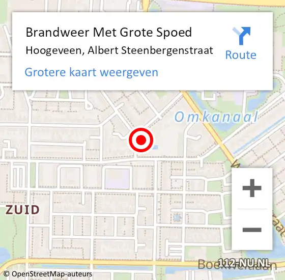 Locatie op kaart van de 112 melding: Brandweer Met Grote Spoed Naar Hoogeveen, Albert Steenbergenstraat op 21 februari 2015 17:46