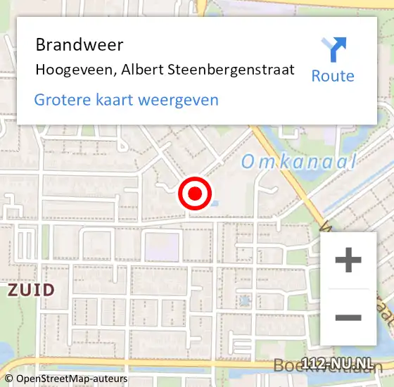 Locatie op kaart van de 112 melding: Brandweer Hoogeveen, Albert Steenbergenstraat op 21 februari 2015 17:47