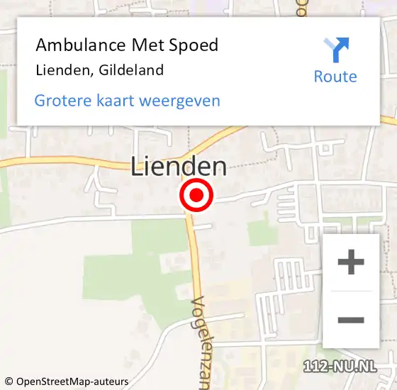 Locatie op kaart van de 112 melding: Ambulance Met Spoed Naar Lienden, Gildeland op 22 februari 2015 08:40