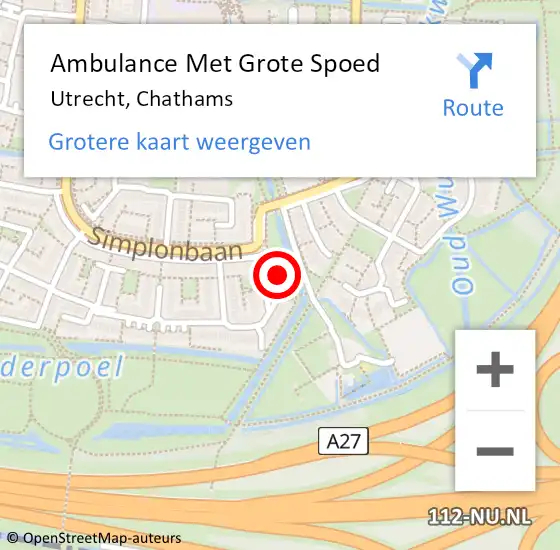 Locatie op kaart van de 112 melding: Ambulance Met Grote Spoed Naar Utrecht, Chathams op 22 februari 2015 08:41