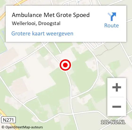 Locatie op kaart van de 112 melding: Ambulance Met Grote Spoed Naar Wellerlooi, Droogstal op 30 oktober 2013 15:59