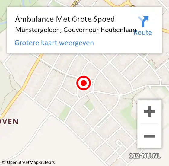 Locatie op kaart van de 112 melding: Ambulance Met Grote Spoed Naar Munstergeleen, Gouverneur Houbenlaan op 22 februari 2015 10:00