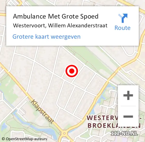 Locatie op kaart van de 112 melding: Ambulance Met Grote Spoed Naar Westervoort, Willem Alexanderstraat op 22 februari 2015 14:42