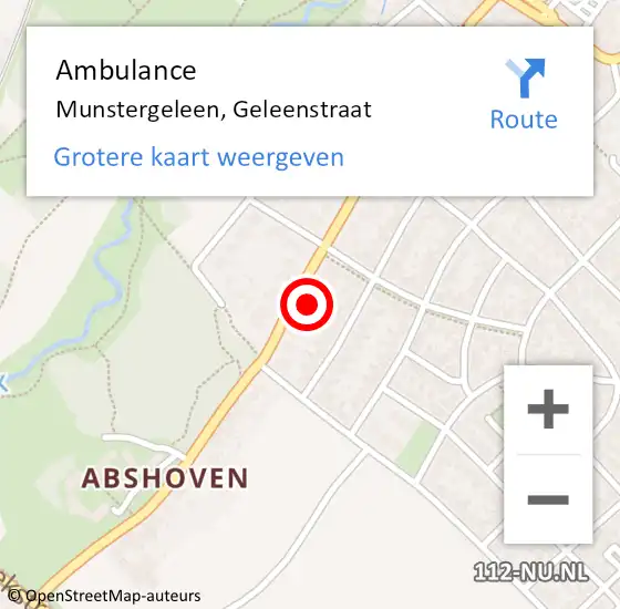 Locatie op kaart van de 112 melding: Ambulance Munstergeleen, Geleenstraat op 22 februari 2015 18:25
