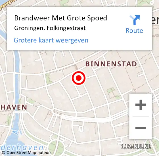 Locatie op kaart van de 112 melding: Brandweer Met Grote Spoed Naar Groningen, Folkingestraat op 22 februari 2015 19:25