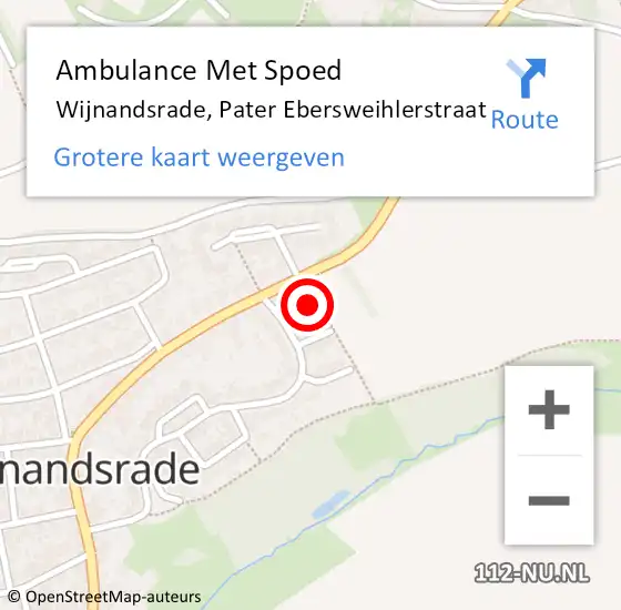 Locatie op kaart van de 112 melding: Ambulance Met Spoed Naar Wijnandsrade, Pater Ebersweihlerstraat op 22 februari 2015 20:25