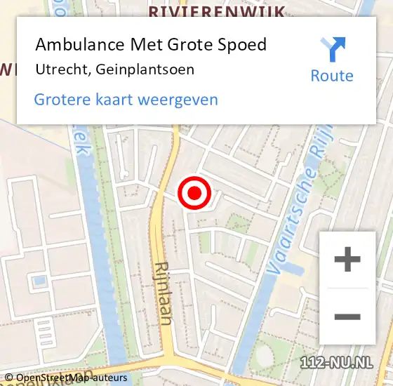 Locatie op kaart van de 112 melding: Ambulance Met Grote Spoed Naar Utrecht, Geinplantsoen op 23 februari 2015 01:13