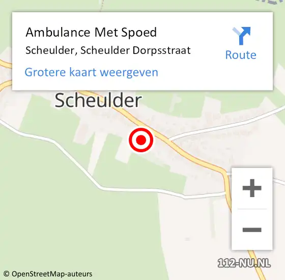 Locatie op kaart van de 112 melding: Ambulance Met Spoed Naar Scheulder, Scheulder Dorpsstraat op 23 februari 2015 07:33