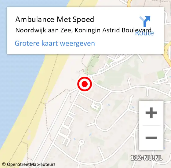 Locatie op kaart van de 112 melding: Ambulance Met Spoed Naar Noordwijk aan Zee, Koningin Astrid Boulevard op 23 februari 2015 09:12