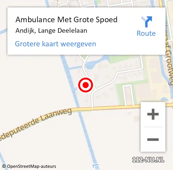Locatie op kaart van de 112 melding: Ambulance Met Grote Spoed Naar Andijk, Lange Deelelaan op 23 februari 2015 09:43