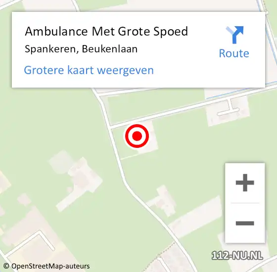 Locatie op kaart van de 112 melding: Ambulance Met Grote Spoed Naar Spankeren, Beukenlaan op 23 februari 2015 11:52