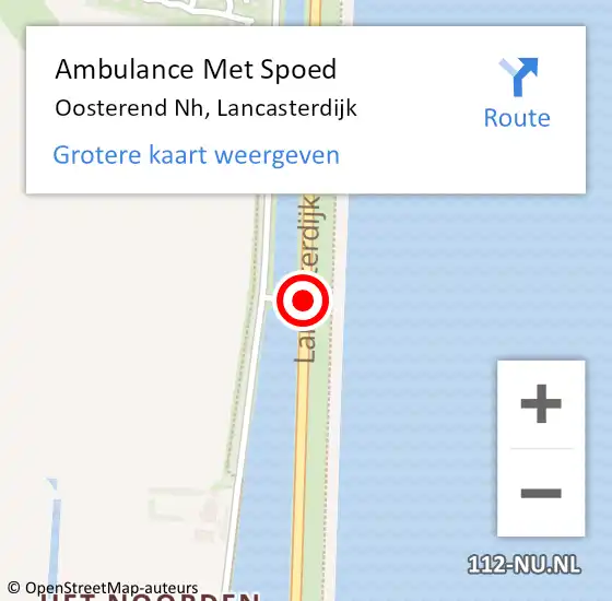 Locatie op kaart van de 112 melding: Ambulance Met Spoed Naar Oosterend Nh, Lancasterdijk op 23 februari 2015 13:07