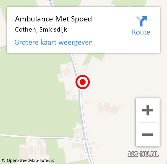 Locatie op kaart van de 112 melding: Ambulance Met Spoed Naar Cothen, Smidsdijk op 23 februari 2015 17:26